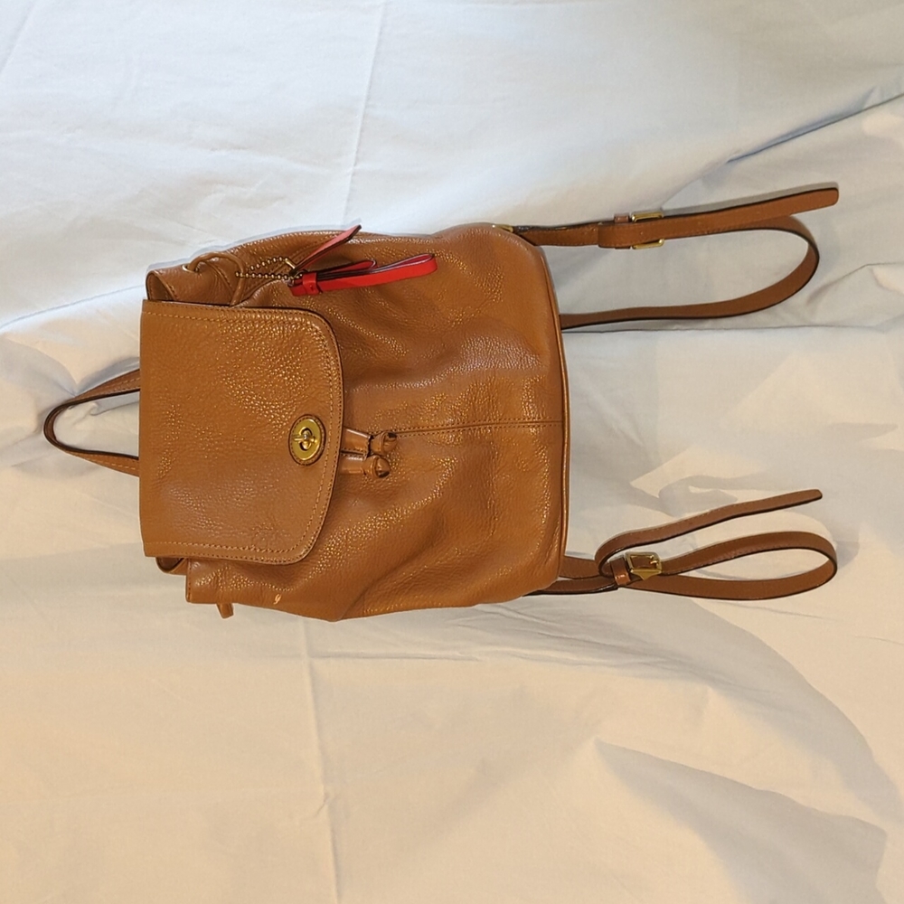 Coach Tan Park Pebbled Leather Backpack Purse
